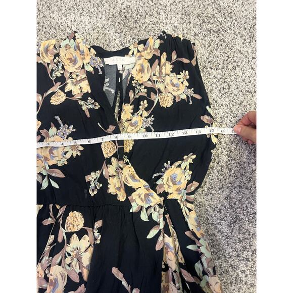 ASTR The Label Faux Wrap Black Floral High Low Maxi Dress Womens L Wedding - Picture 7 of 13
